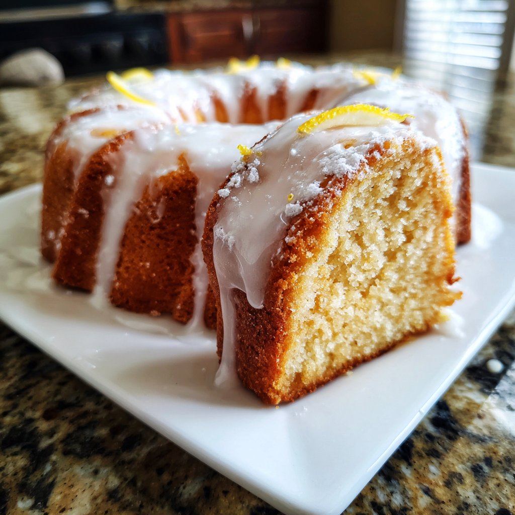 Zitronenkuchen mit Puderzucker