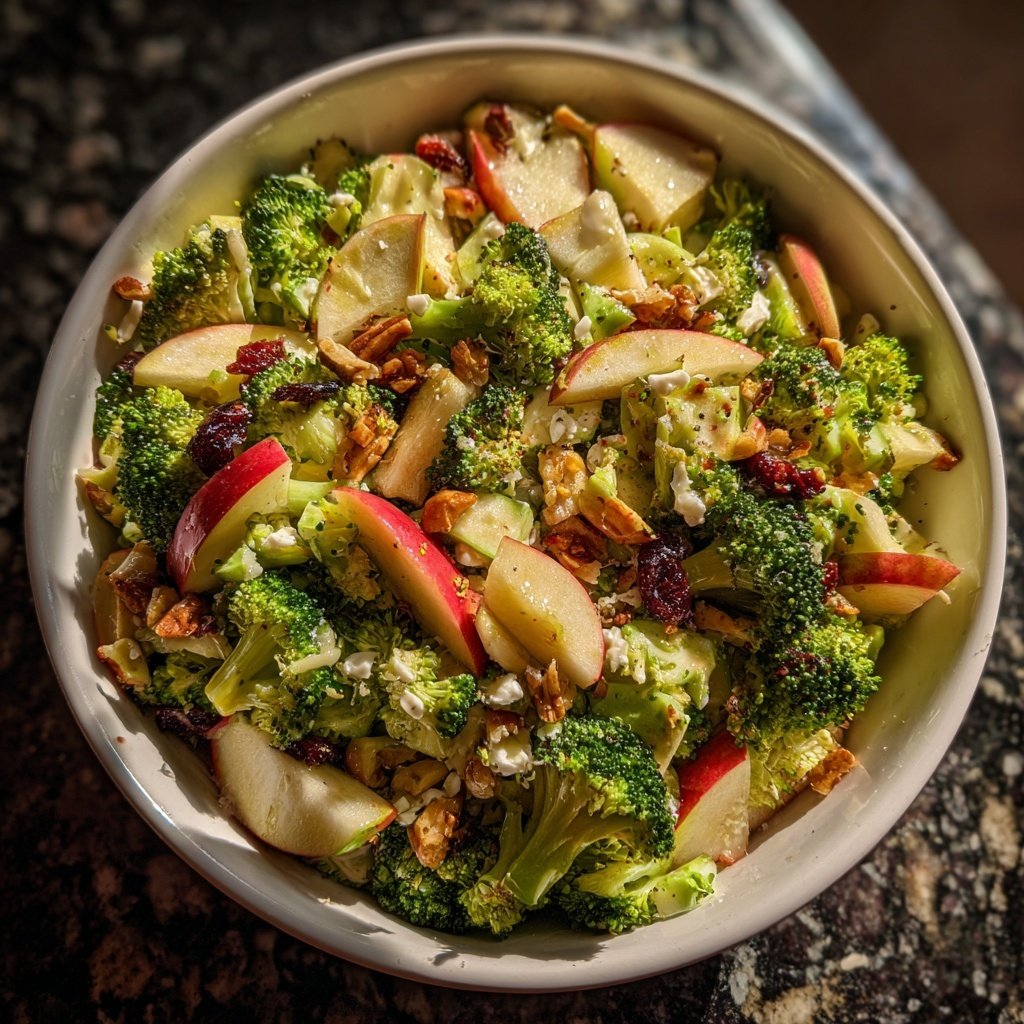 Brokkoli-Salat mit Äpfeln, Nüssen & Feta – Knackig & frisch